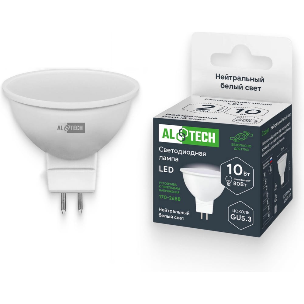 Изображение товара Светодиодная лампа ALTECH LED MR16-10W-840-GU5.3 900 лм 4000K