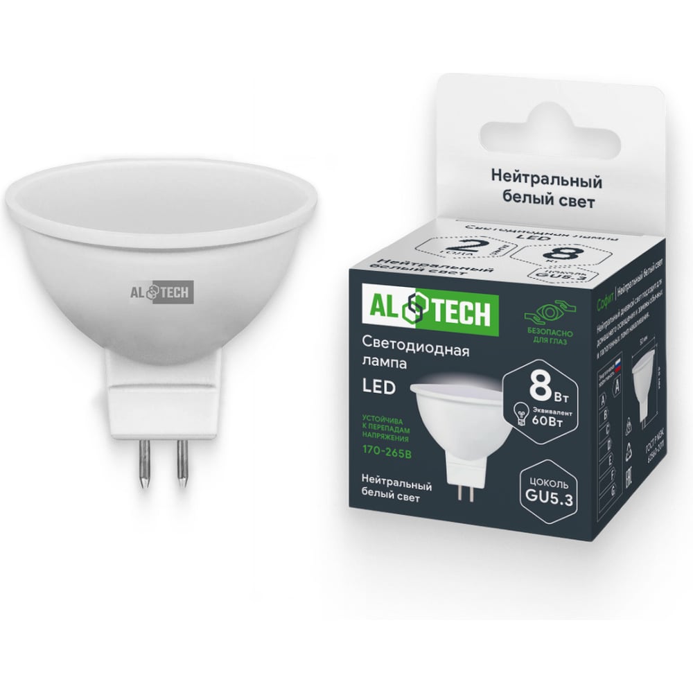 Изображение товара Светодиодная лампочка ALTECH LED MR16 8Вт нейтральный белый свет