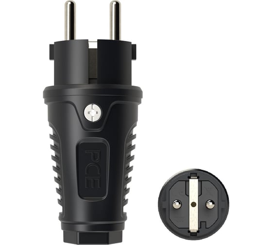 Изображение товара Кабельная вилка PCE 16А 250V 2P+E IP54 корпус черный, маркер черный 0512-ss