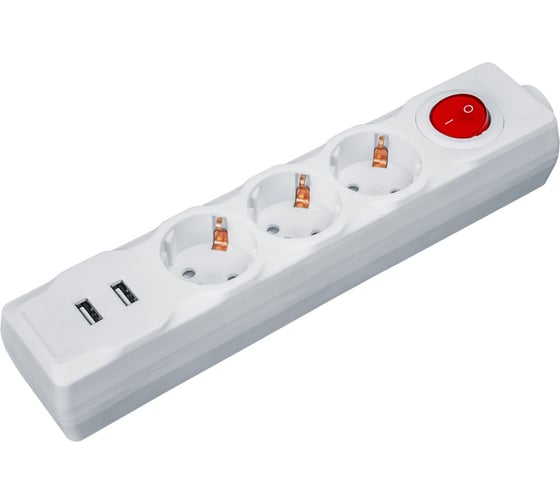 Изображение товара Удлинитель Navigator, NPE-USB01-03-180-ESC-3X1, с/з, выключатель, 3 гнезда, 1.8м, USB2.1A 61455