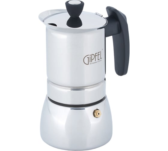 Изображение товара Гейзерная кофеварка GIPFEL VALS 13x18 см, 200 мл с индукционным дном, нержавеющая сталь 18/10, нейлон 5328