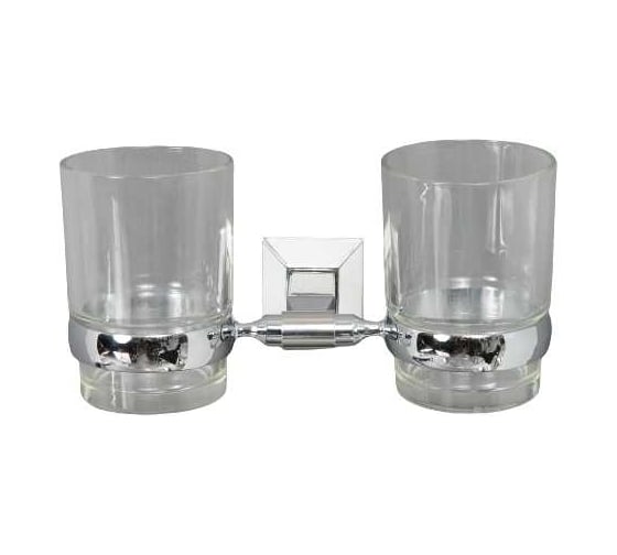 Изображение товара Подвесной держатель 2-х стаканов Elvan со стеклом, c белой вставкой 98610CW