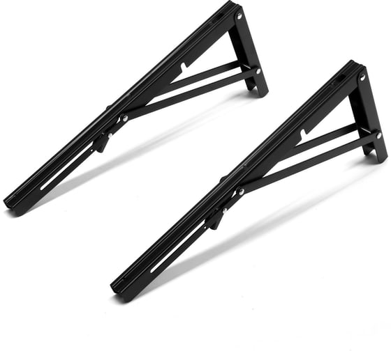 Изображение товара Кронштейн складной для столов и полок ТУНДРА 2 шт., длина 400 мм, сталь, цвет черный 9703746