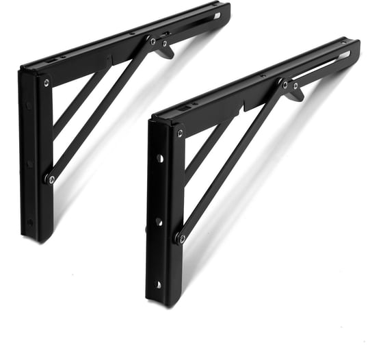 Изображение товара Кронштейн складной для столов и полок ТУНДРА K001, 2 шт., длина 300 мм, сталь, цвет черный 9703744