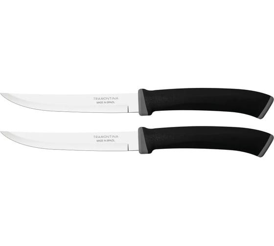 Изображение товара Набор ножей Tramontina Felice 2 шт., для мяса, гладкий, черный, 12.5 см 23493/205-TR