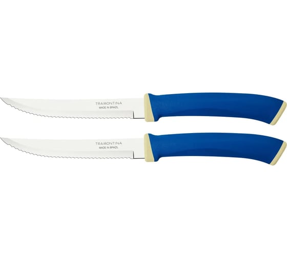 Изображение товара Набор ножей Tramontina Felice 2 шт., для мяса, с зубцами, синий, 12.5 см 23492/215-TR