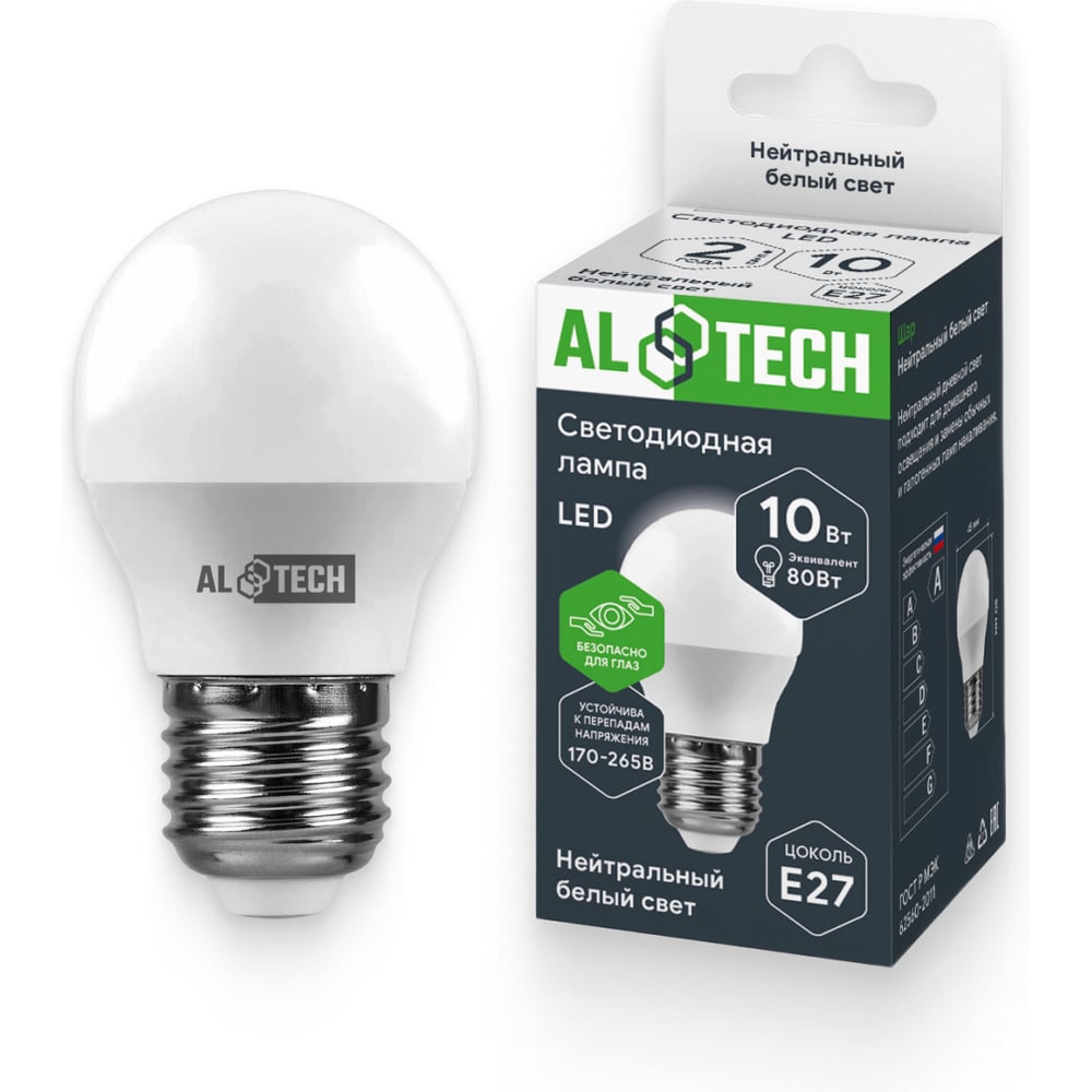 Изображение товара Лампочка светодиодная ALTECH LED G45 10W E27 4000K
