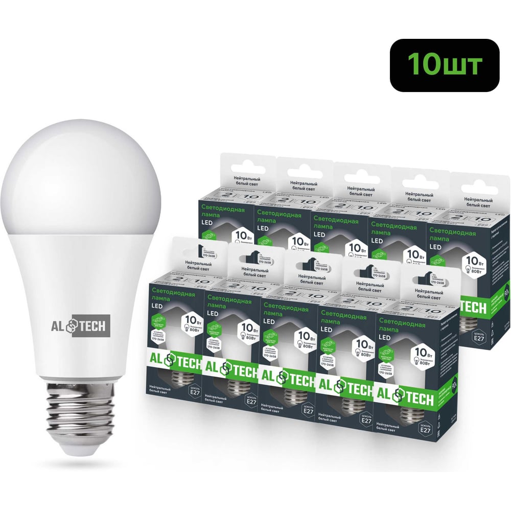 Изображение товара Светодиодная лампа ALTECH Р60 10W E27 нейтральный белый 900 лм