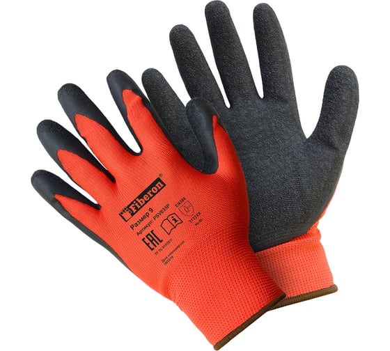 Изображение товара Перчатки Fiberon Надёжный захват скользких предметов, полиэстер, текстурированное латексное покрытие, в и/у, 9(L), красный+черный, 112673