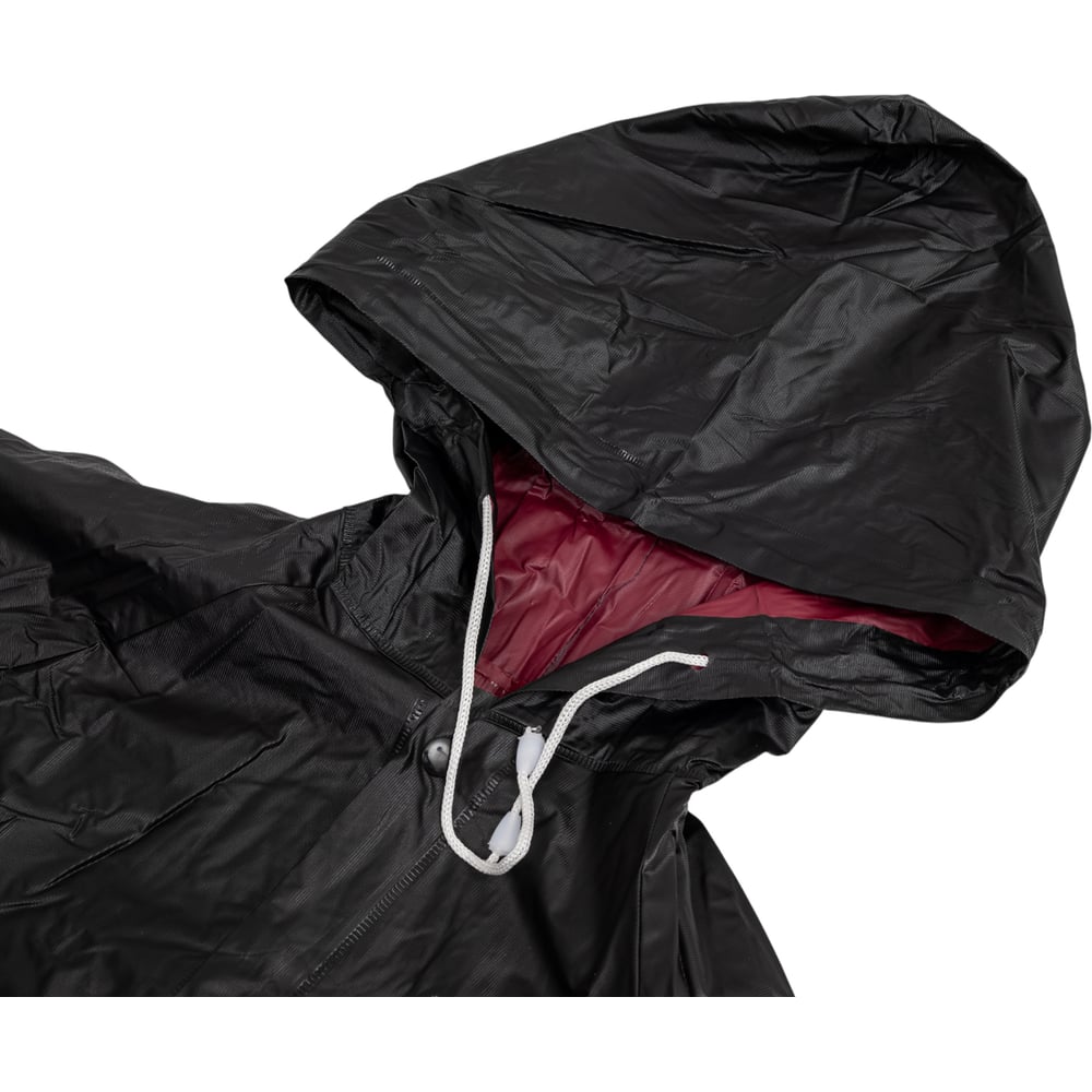 Изображение товара Сверхпрочный дождевик-комфи черный ПВХ на кнопках 150 мкм для взрослых