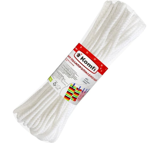 Изображение товара Полипропиленовый шнур Komfi 4 мм x 20 м, белый 110007