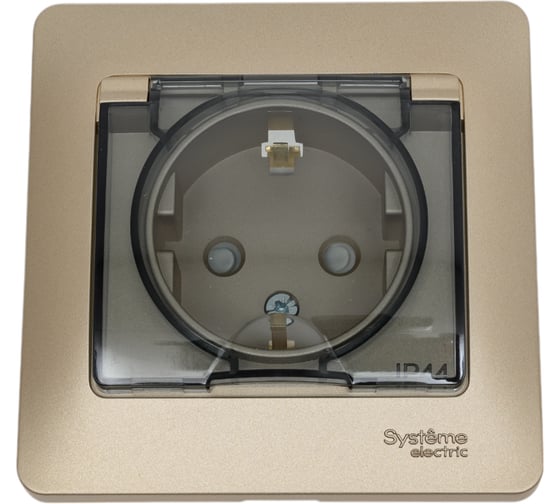 Изображение товара Розетка Systeme Electric GLOSSA с заземлением, со шторками, с крышкой, 16А, IP44, ТИТАН GSL000448