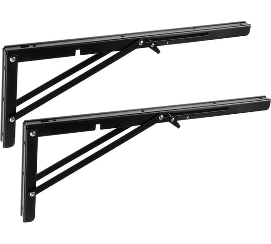 Изображение товара Кронштейн складной для столов и полок ТУНДРА 2 шт., длина 450 мм, сталь, цвет черный 9703747