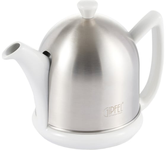 Изображение товара Чайник заварочный GIPFEL CALIDO 600 мл с фильтром и стальным чехлом с войлоком внутри, керамика, нержавеющая сталь, войлок, белый 52428