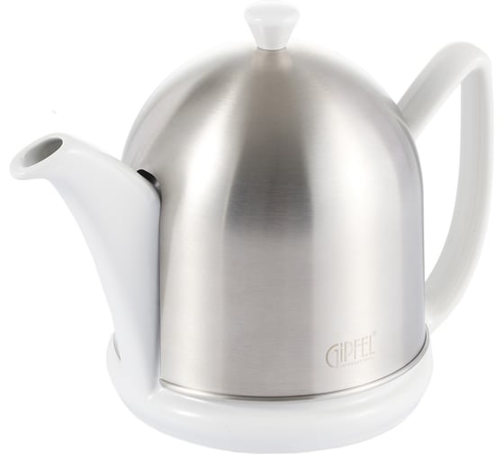 Изображение товара Чайник заварочный GIPFEL CALIDO 1000 мл с фильтром и стальным чехлом с войлоком внутри, керамика, сталь, войлок, белый 52429