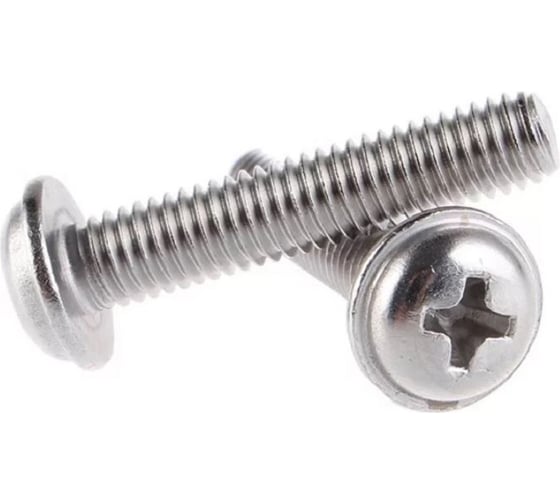 Изображение товара Винт с пресс-шайбой Море Метизов DIN 967, цинк, M4x12 мм, 100 шт. VINT967CM412100M