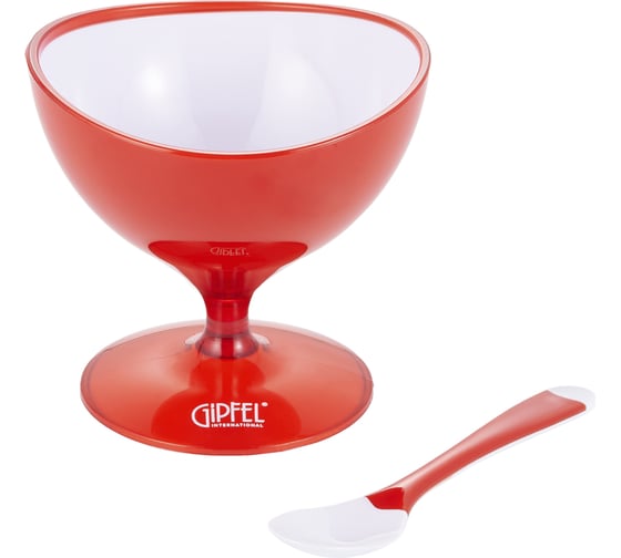 Изображение товара Креманка GIPFEL LUMINO с ложкой 10x10 см с двойными стенками, пластик, красный 9478