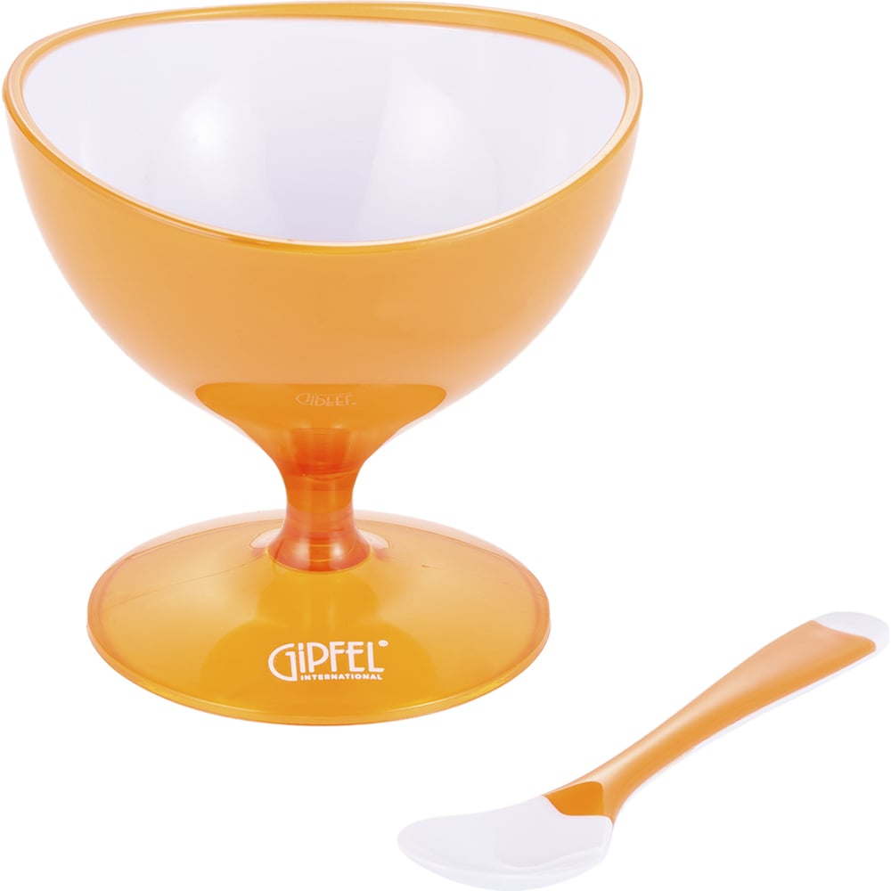 Изображение товара Креманка GIPFEL LUMINO с ложкой 10x10 см пластик оранжевый двойные стенки