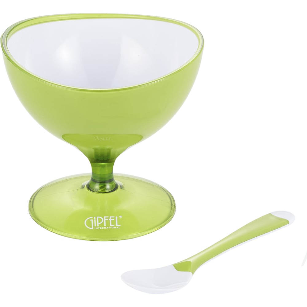 Изображение товара Креманка GIPFEL LUMINO с ложкой 10x10 см пластиковая зеленая с двойными стенками
