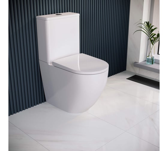 Изображение товара Унитаз с бачком напольный RGW SW-03 белый, горизонтальный выпуск, с микролифтом 2 уп 67420103-01