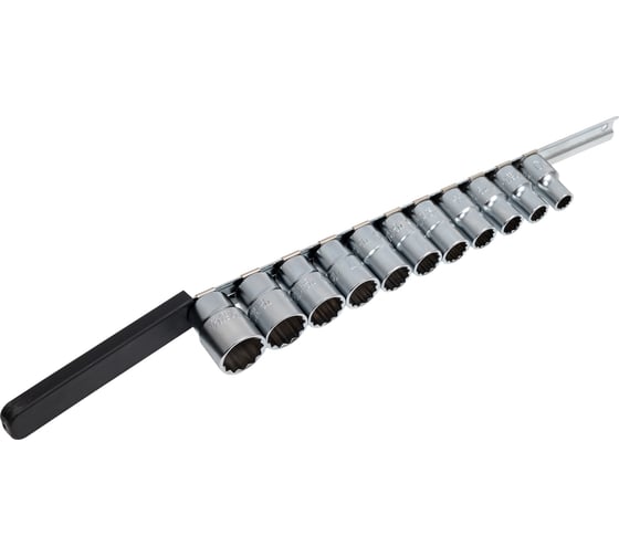 Изображение товара Набор головок 1/2 дюйма, 12-гранных, 10-22 мм, 11 предметов, на планке TOPTUL GAAQ1102