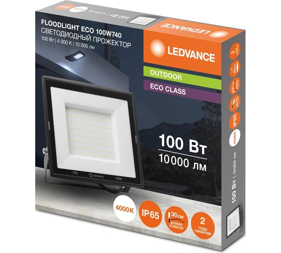Изображение товара Прожектор светодиодный LEDVANCE FLOODLIGHT ECO 100W740 230V BK4x1RULEDV 4058075791336