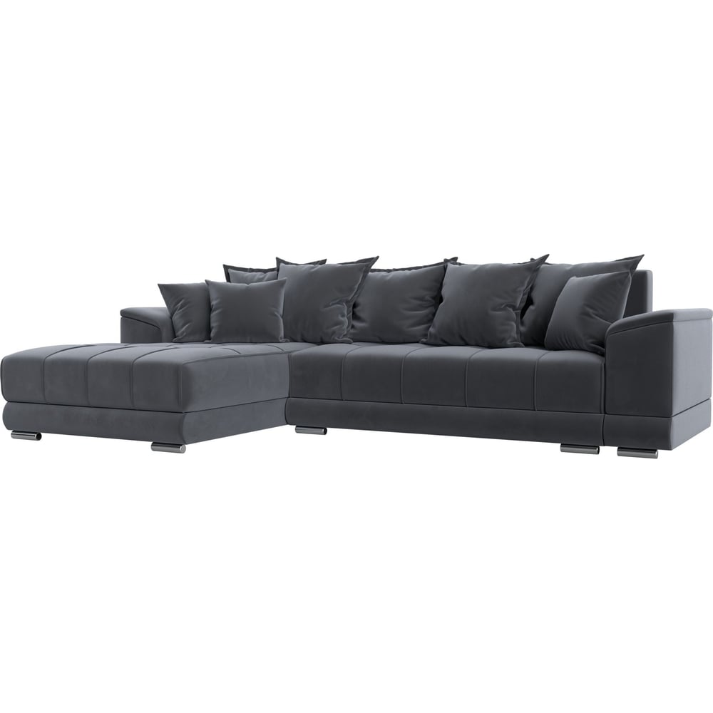 Изображение товара Угловой диван НордСтар Лига диванов с левым углом велюровый серый