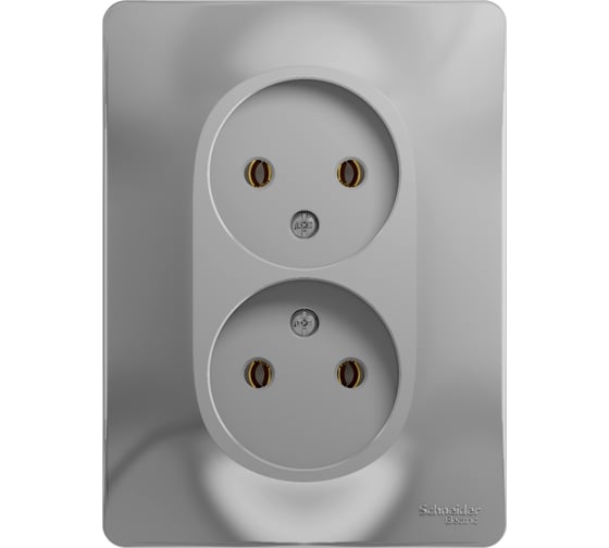 Изображение товара Розетка Systeme Electric (Schneider Electric) GLOSSA двойная без заземления,16А, алюминий GSL000320
