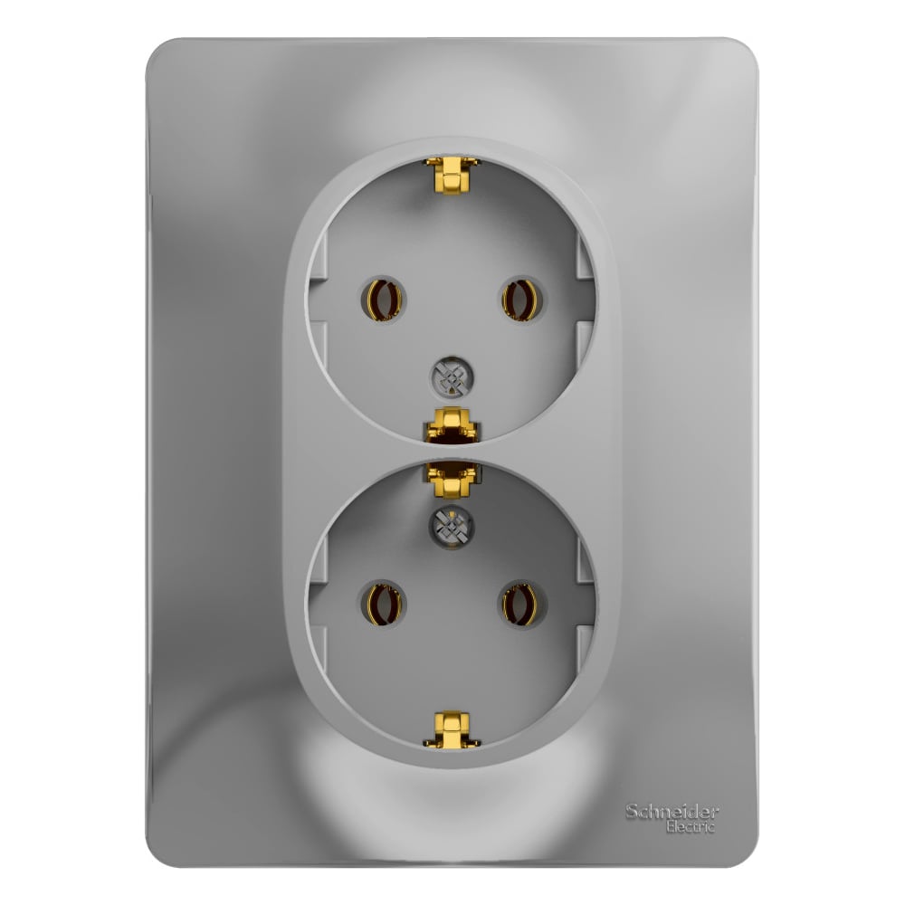 Изображение товара Розетка Systeme Electric GLOSSA двойная с заземлением алюминий 16А схема IP20