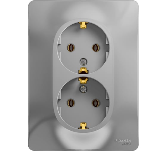 Изображение товара Розетка Systeme Electric (Schneider Electric) GLOSSA двойная с заземлением, 16А, алюминий GSL000324
