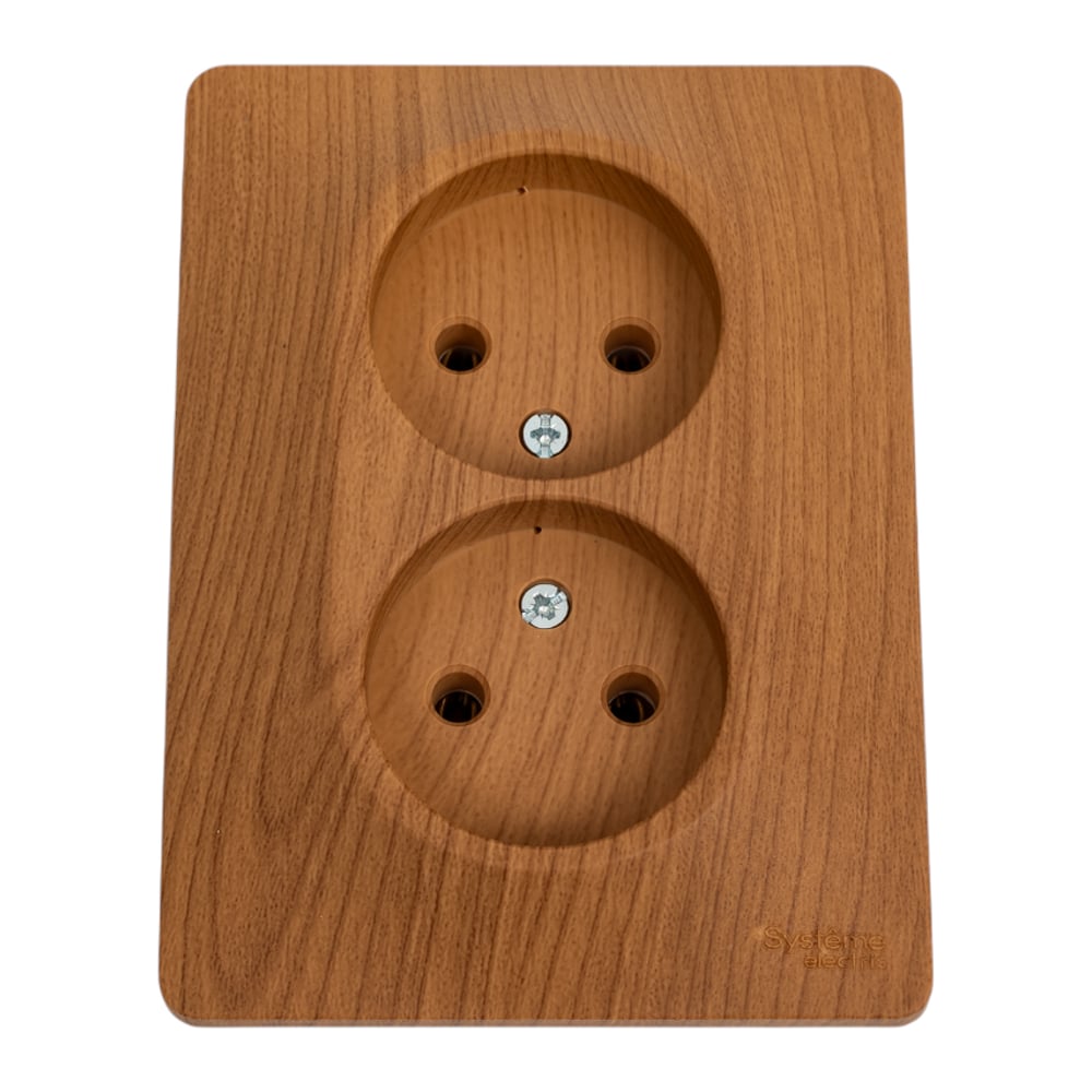 Изображение товара Двойная силовая розетка без заземления Systeme Electric Glossa, 16А, дуб