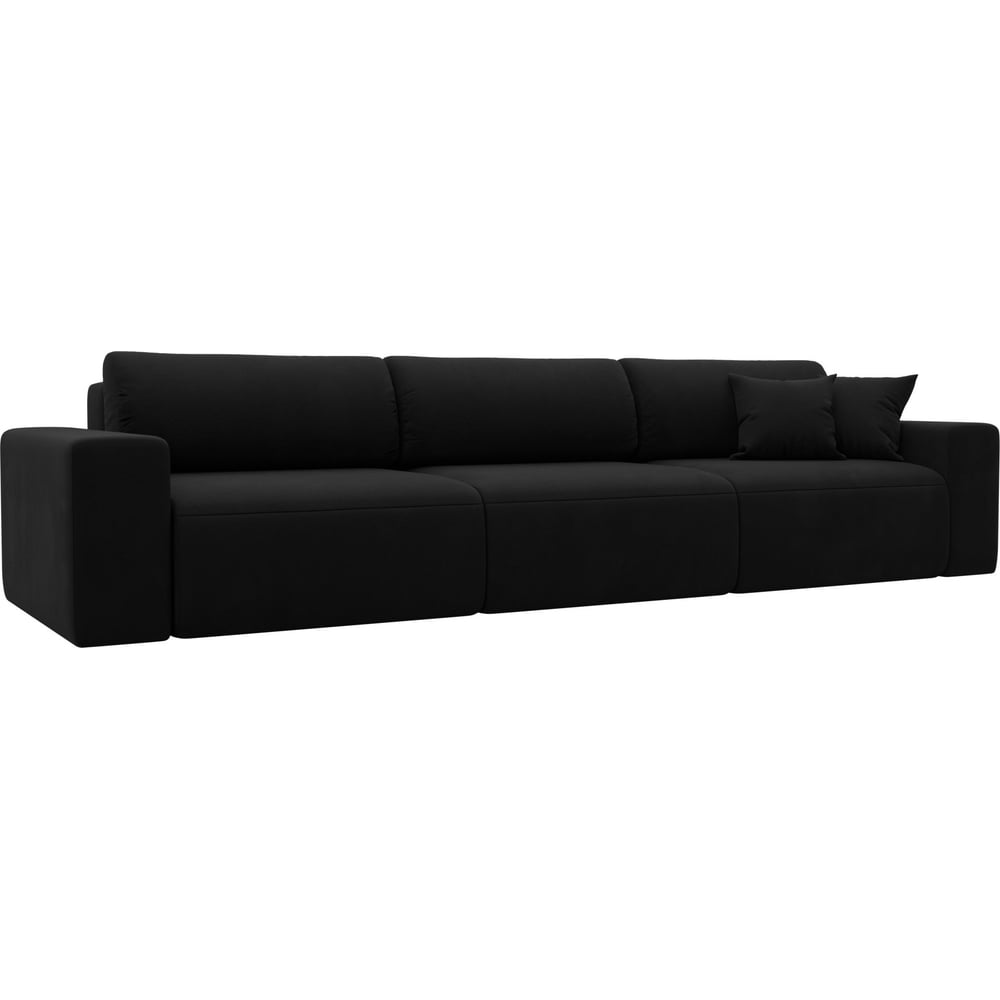 Изображение товара Диван прямой Лига-036 Классик Лонг с еврокнижкой ящиком черный микровельвет