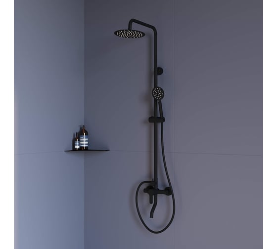 Изображение товара Душевая стойка RGW SP-24-B черный, головной душ/смеситель (ручной душ, шланг 1,5 м.) 59140124-04