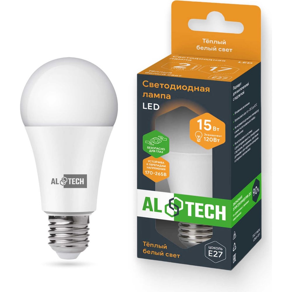 Изображение товара Светодиодная лампочка ALTECH LED Р60-15W-830-E27 15 Вт теплый белый свет