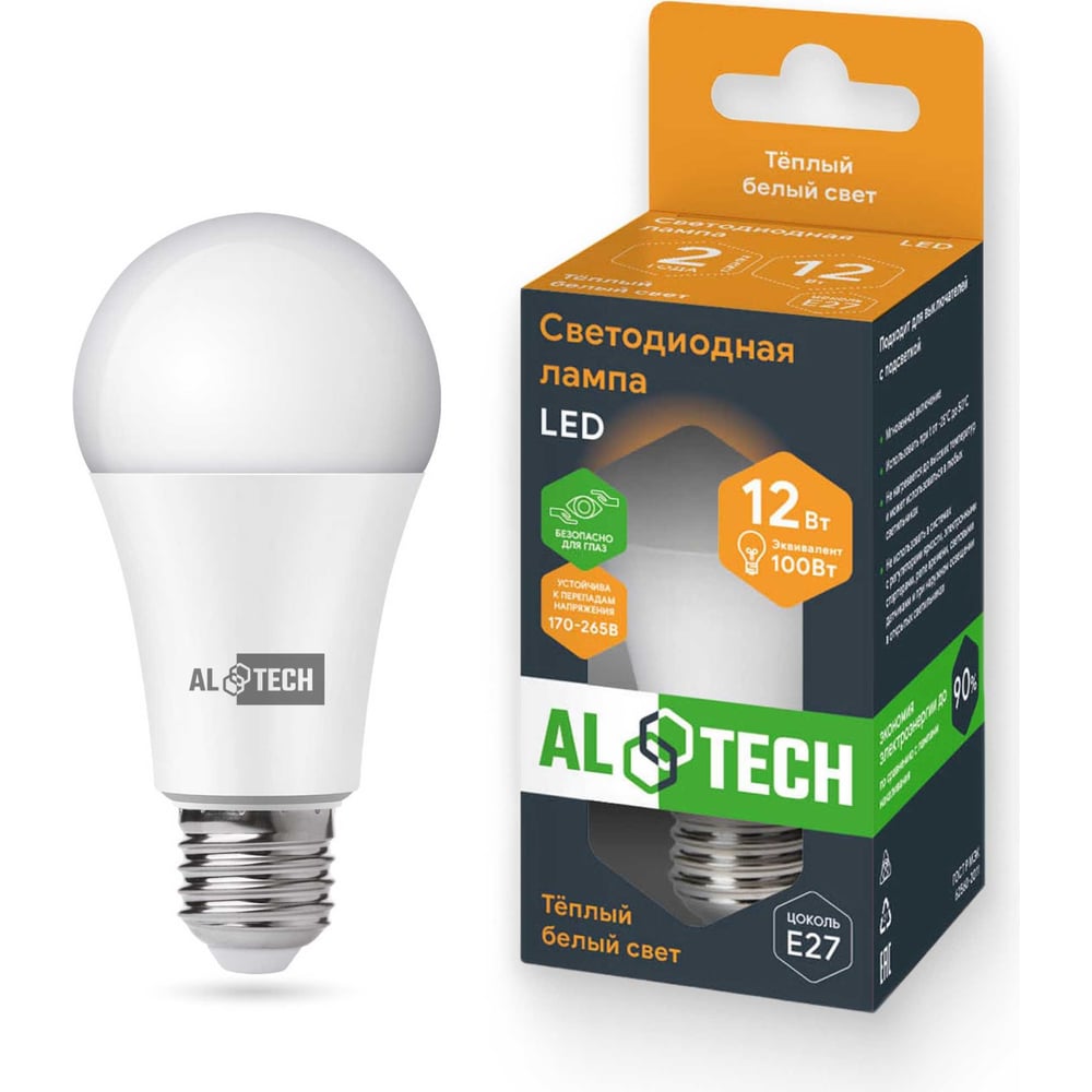 Изображение товара Светодиодная лампа ALTECH LED Р60-12W-830-E27 теплый белый свет