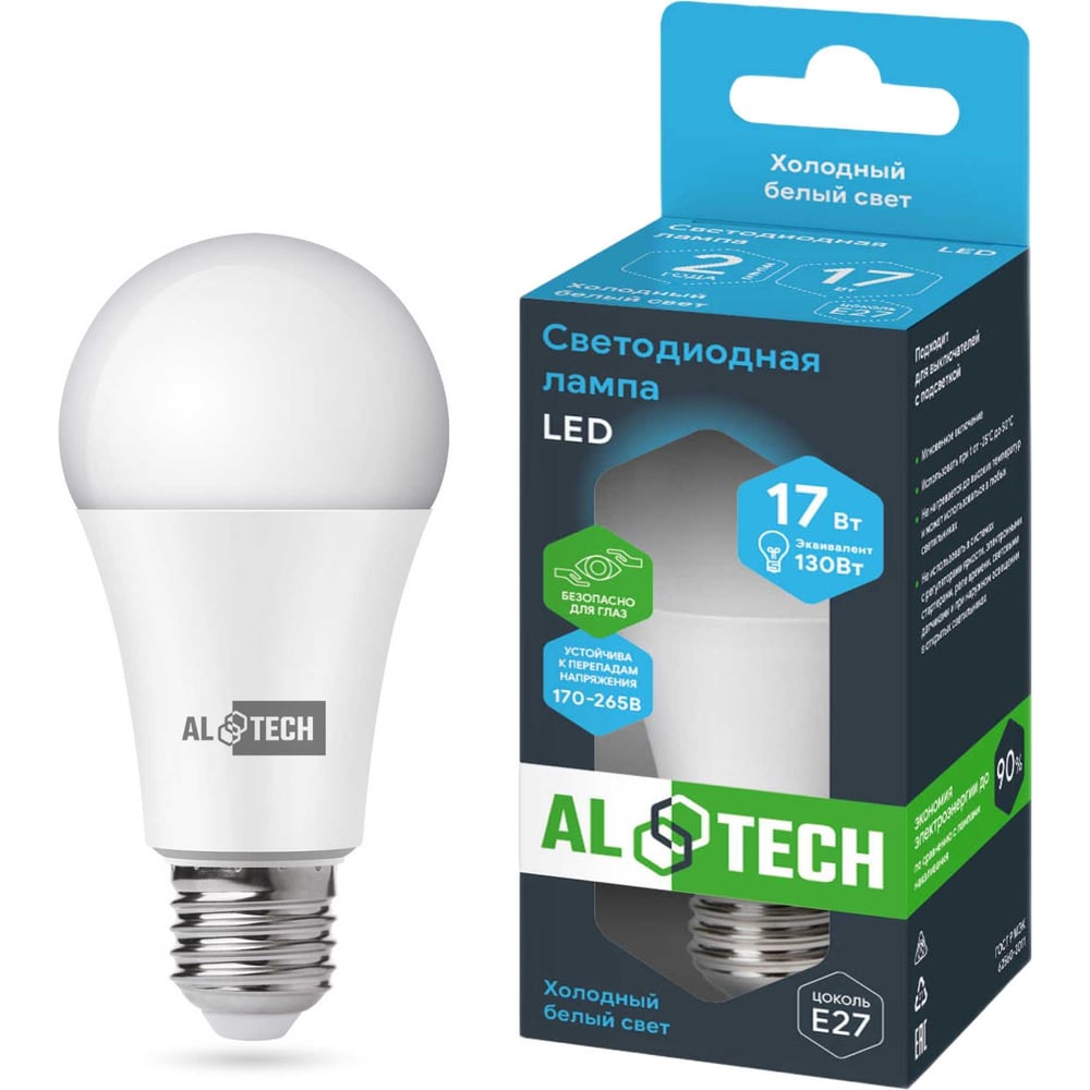 Изображение товара Светодиодная лампочка ALTECH LED Р60 17W E27 холодный белый свет