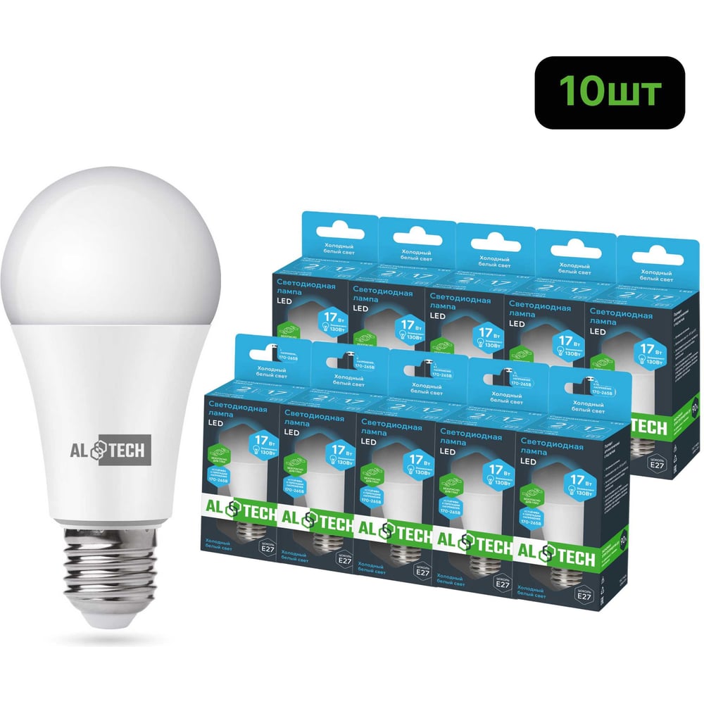 Изображение товара Светодиодная лампа ALTECH LED Р60 17W E27 холодный белый 10шт