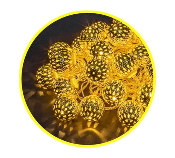 Изображение товара Гирлянда Navigator NGF-D003-30WW-230-золотые шарики, металл 14041