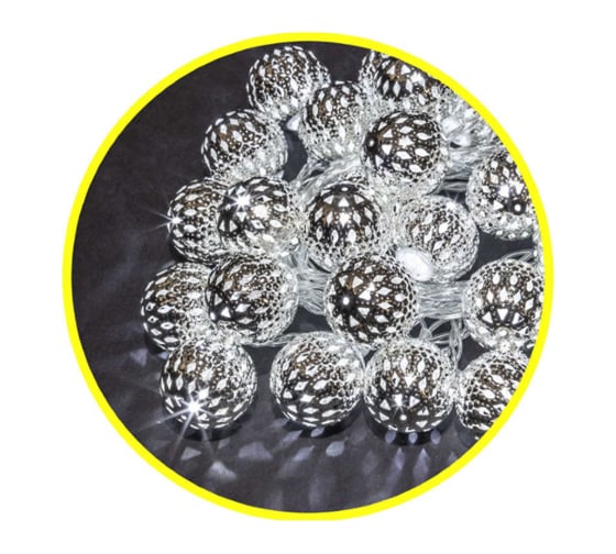 Изображение товара Гирлянда Navigator NGF-D004-30CW-230-серебряные шарики, металл 14042