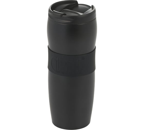 Изображение товара Термокружка Gipfel NEW YORK 380 мл, вакуумная, с двойными стенками, с откидным клапаном, с силиконовой вставкой и противоскользящим основанием, нержавеющая сталь 18/10, пластик, силикон, цвет: черный 51785