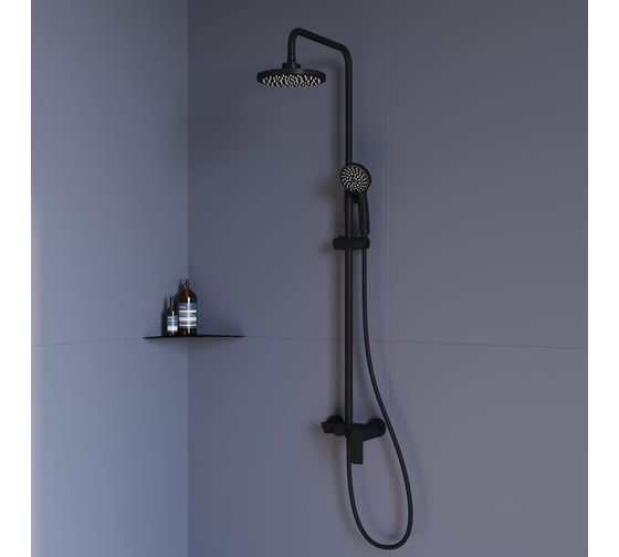 Изображение товара Душевая стойка RGW SP-26-B черный, головной душ/смеситель (ручной душ, шланг 1,5 м) 59140126-04