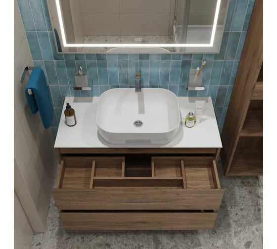 Изображение товара Подвесная тумба со столешницей и накладной раковиной BelBagno KRAFT 100 KRAFT100RT-KEPBO-1302-SET