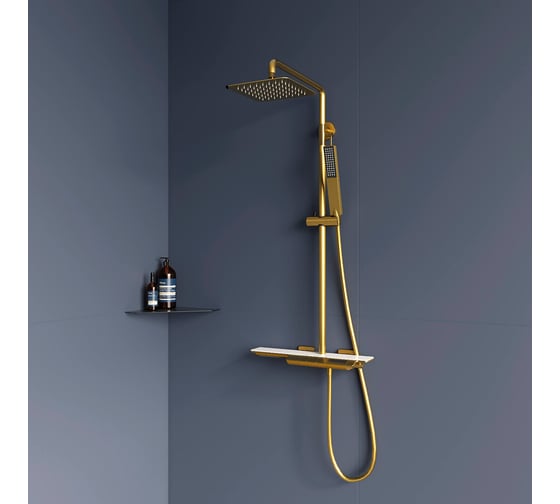 Изображение товара Душевая стойка RGW SP-34-G золото, головной душ/термостат (ручной душ, шланг 1,5 м) 51140134-06