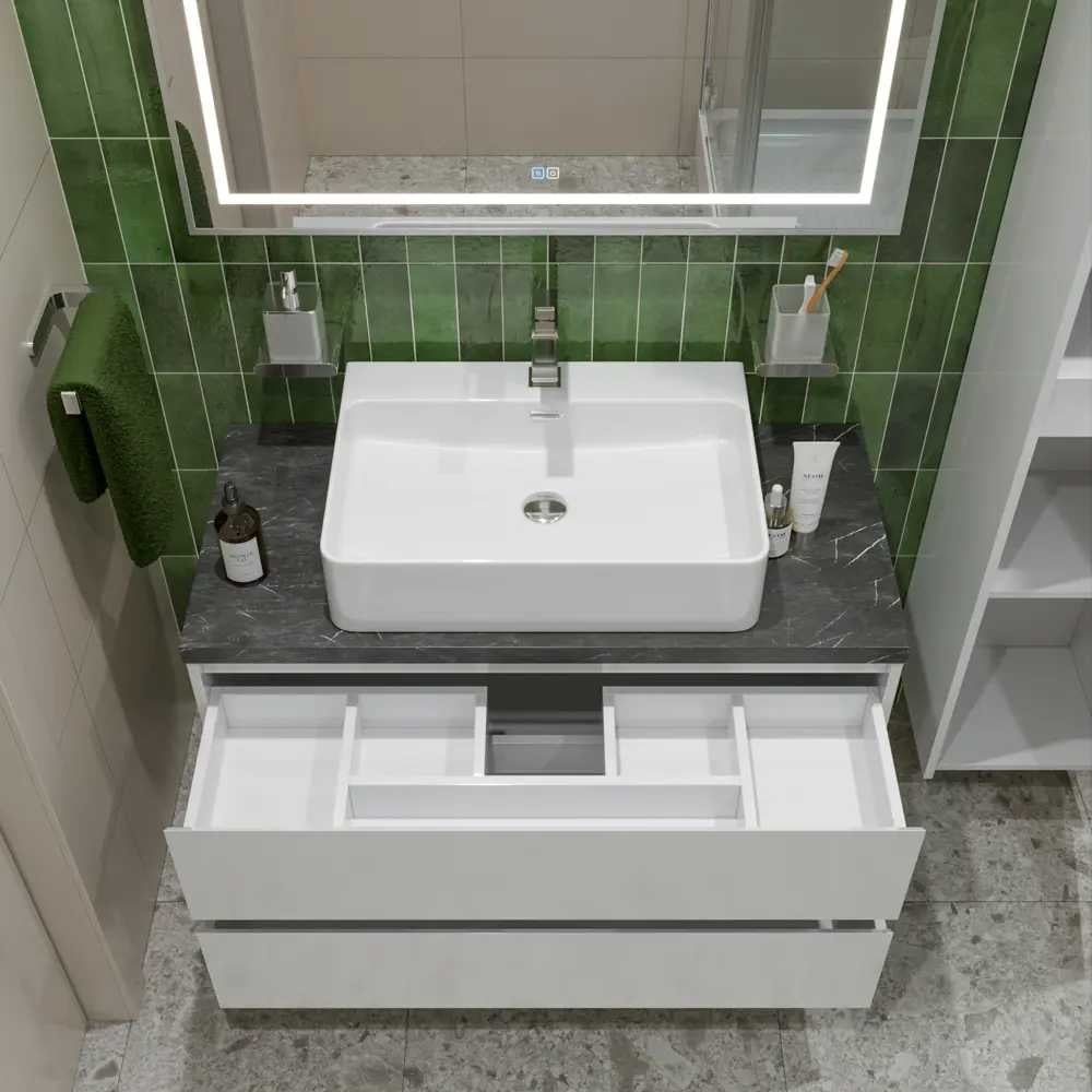 Изображение товара Подвесная тумба со столешницей и накладной раковиной BelBagno KRAFT 100 KRAFT100BO-KEPMNO-1338-SET