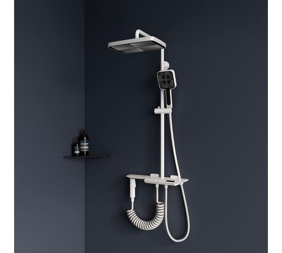 Изображение товара Душевая стойка RGW SP-35-W белая, головной душ/термостат (гигиенический душ) 51140135-03