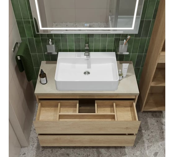 Изображение товара Подвесная тумба со столешницей и накладной раковиной BelBagno KRAFT 100 KRAFT100RNN-KEPMCO-1338-SET