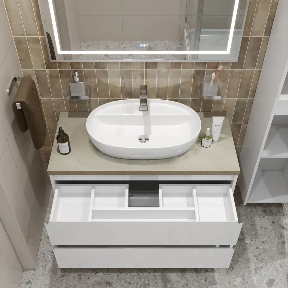 Изображение товара Подвесная тумба со столешницей и накладной раковиной BelBagno KRAFT 100