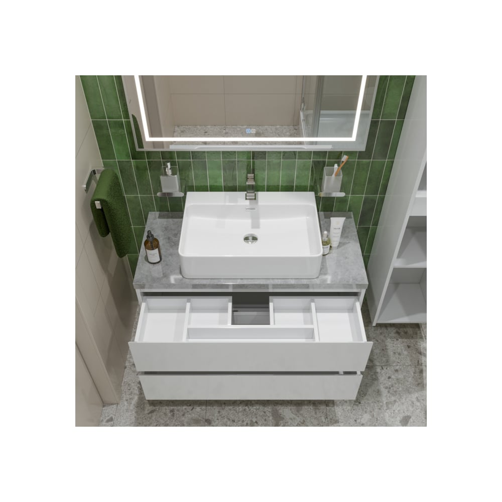 Изображение товара Подвесная тумба со столешницей и раковиной BelBagno KRAFT 100 KRAFT100BO-KEPMGL-1338-SET