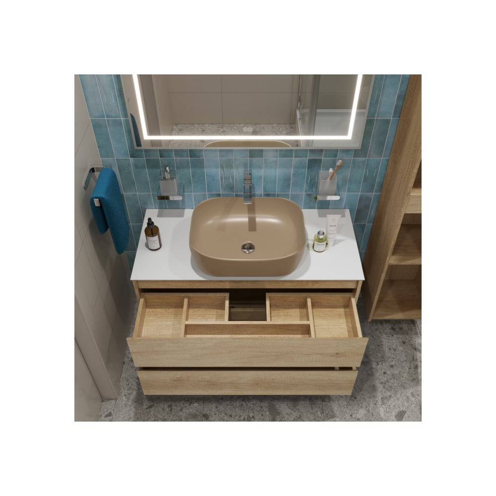 Изображение товара Подвесная тумба со столешницей и накладной раковиной BelBagno KRAFT 100