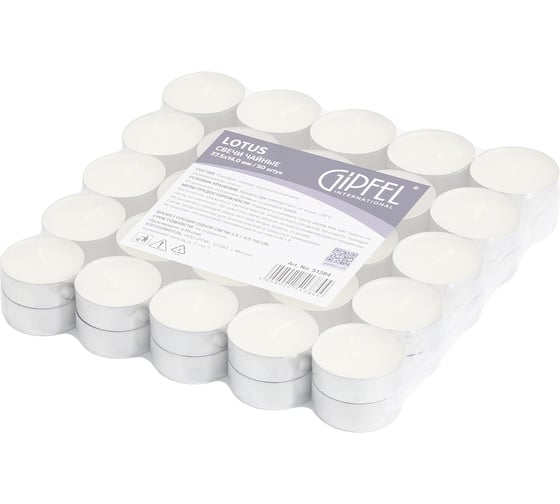 Изображение товара Свечи чайные LOTUS 37,5x14,0 мм, 50 штук Gipfel 51384